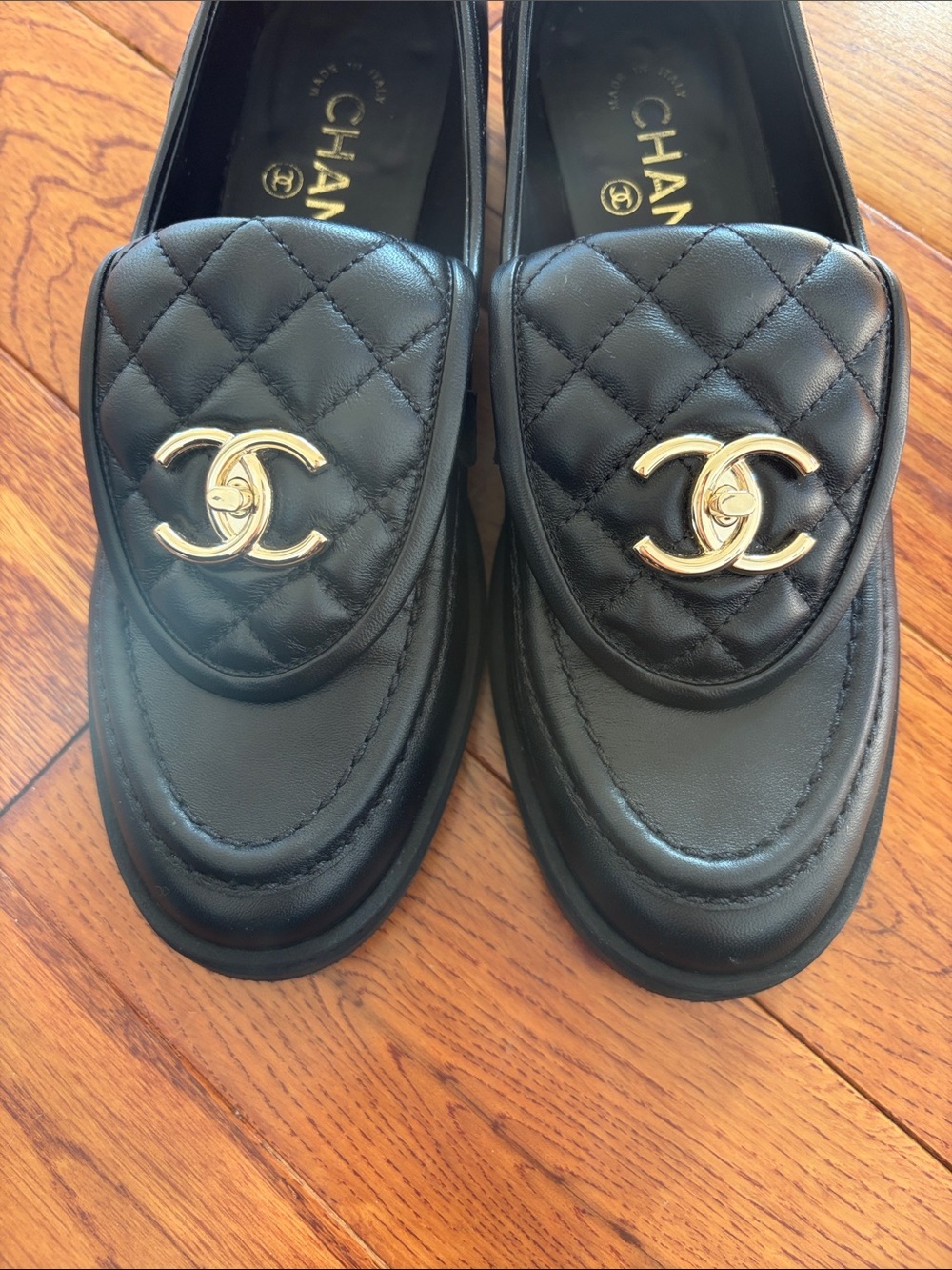 CHANEL Black Quilted Moccasins - Picture 8 of 11